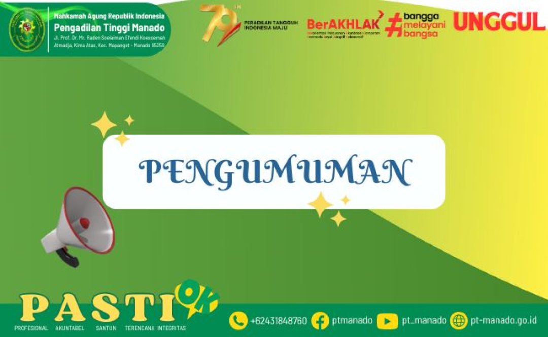 PENGUMUMAN LULUS SELEKSI ADMINISTRASI CALON HAKIM AD HOC PENGADILAN TINDAK PIDANA KORUPSI TAHAP XXII TAHUN 2024